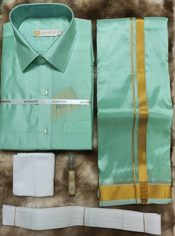 Art_Silk_Dothi_Set_Shirt_Dothi_Kerchief_Belt_3_In_1_Small_Border
