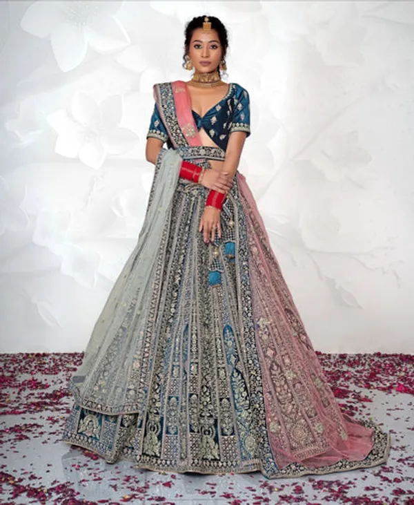 New_Semi_Stitiched_Velvet_Bridal_Lehenga_Choli