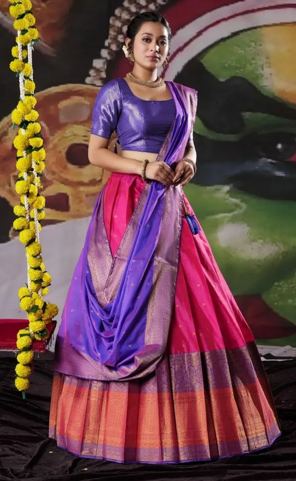 New_Semi_Stitiched_Banarasi_Lehenga_Choli