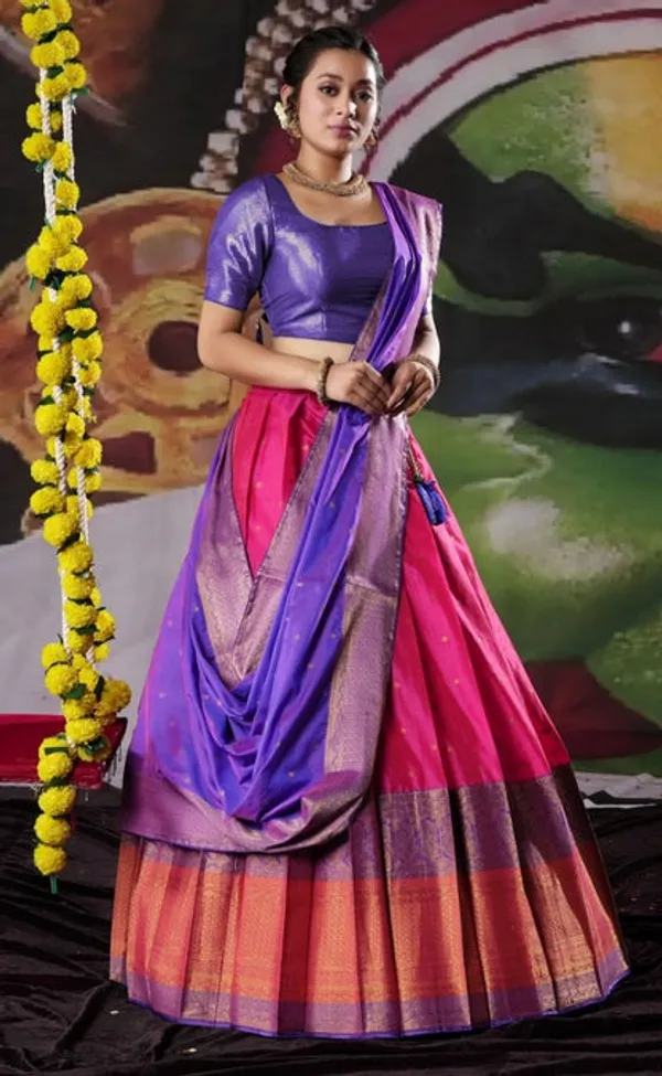 New_Semi_Stitiched_Banarasi_Lehenga_Choli