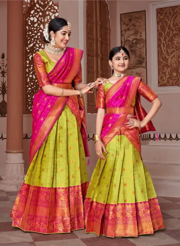 Readymade_Art_Silk_Lehenga_With_Silk_Duppatta_Mother_And_Daughter