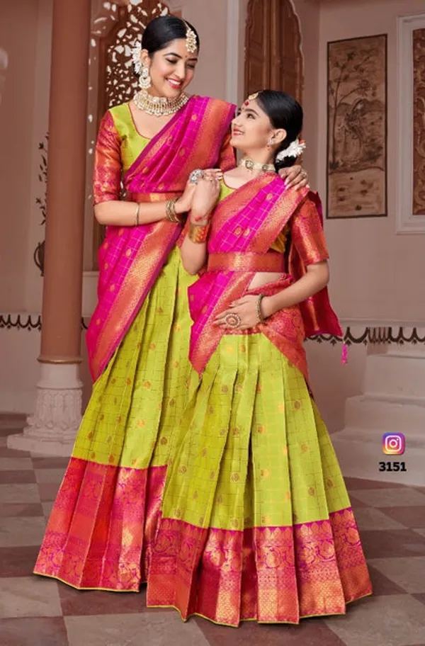 Readymade_Art_Silk_Lehenga_With_Silk_Duppatta_Mother_And_Daughter