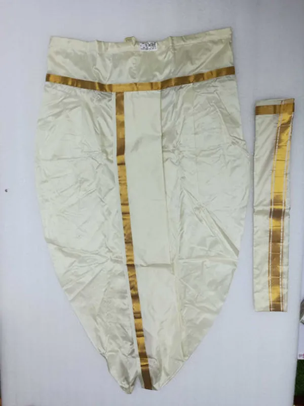 100_Pure_Silk_Ready_Dhothi_With_Shalya_1_Cm_Border_Gold_Jari