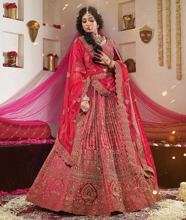 New_Semi_Stitiched_Velvet_Bridal_Lehenga_Choli
