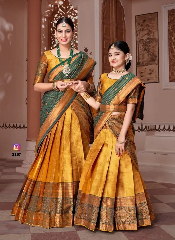 Readymade_Art_Silk_Lehenga_With_Silk_Duppatta_Mother_And_Daughter
