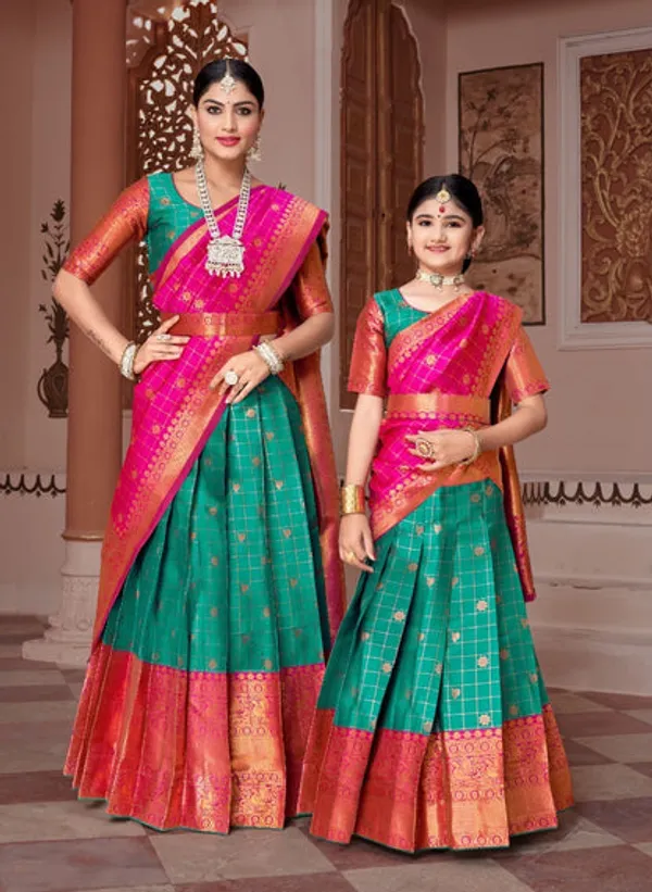 Readymade_Art_Silk_Lehenga_With_Silk_Duppatta_Mother_And_Daughter