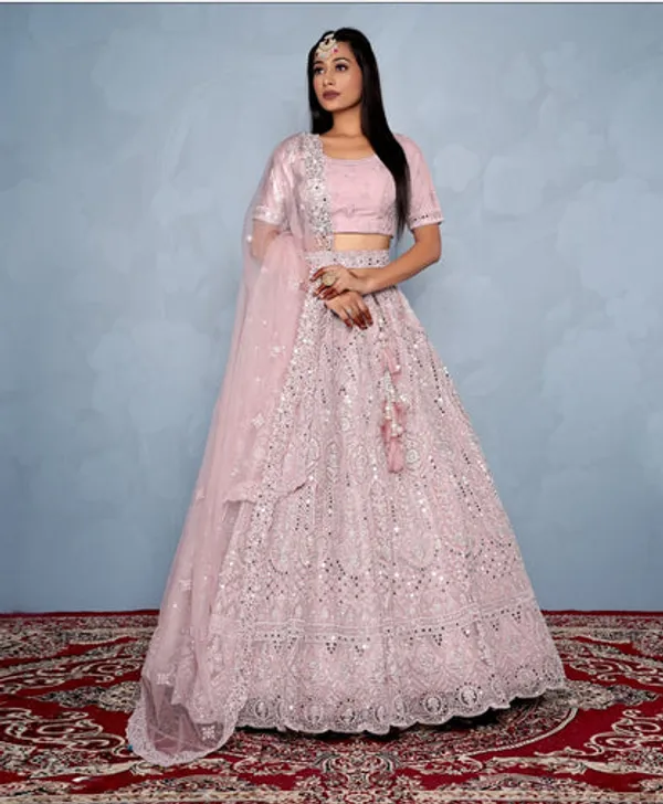 New_Semi_Stitiched_Netted_Lehenga_Choli