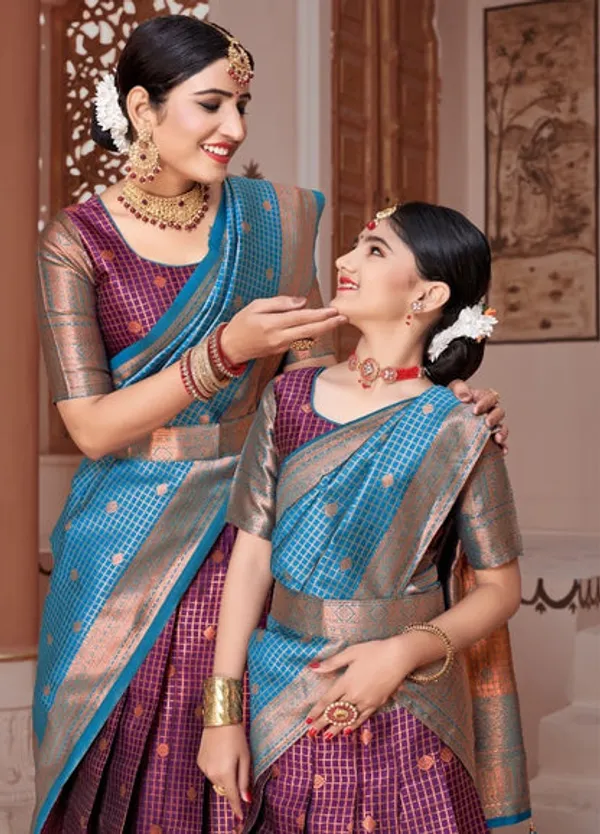 Readymade_Art_Silk_Lehenga_With_Silk_Duppatta_Mother_And_Daughter