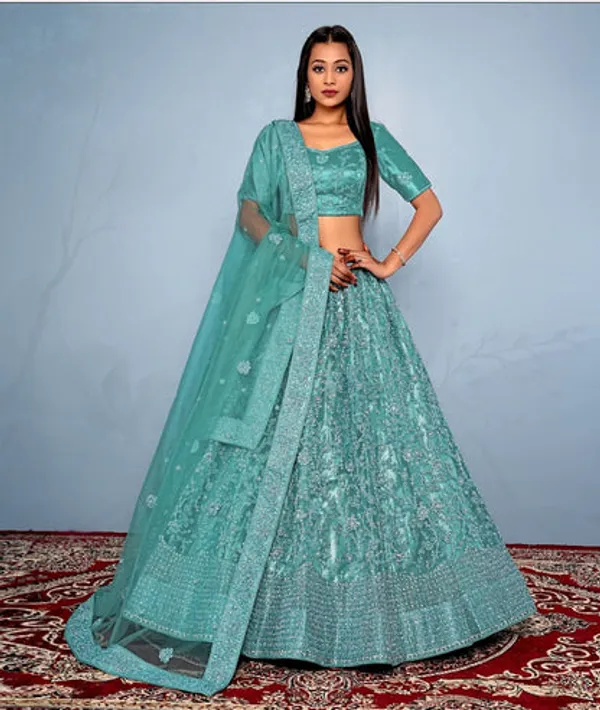 New_Semi_Stitiched_Netted_Lehenga_Choli