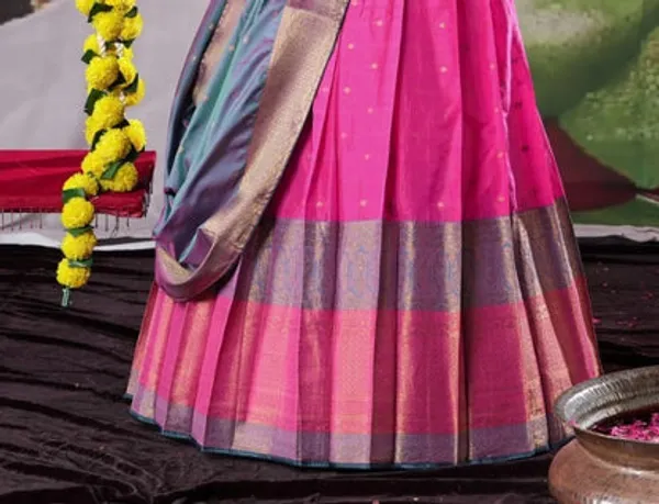 New_Semi_Stitiched_Banarasi_Lehenga_Choli