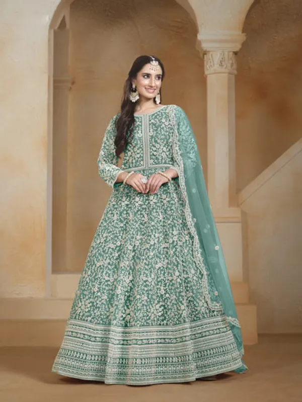 Semi_Stitched_Gown_With_Duppatta