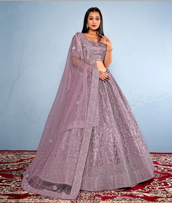 New_Semi_Stitiched_Netted_Lehenga_Choli
