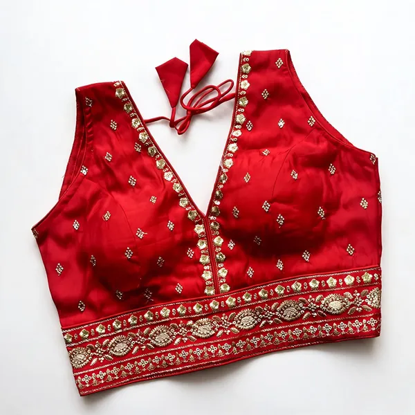 Red_Premium_And_Elegant_Roman_Silk_Blouse_For_Women