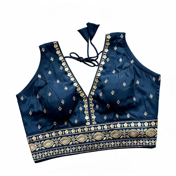Blue_Premium_And_Elegant_Roman_Silk_Blouse_For_Women