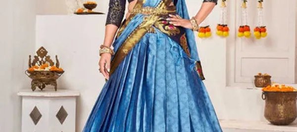 New_Semi_Stitiched_Banarasi_Lehenga_Choli