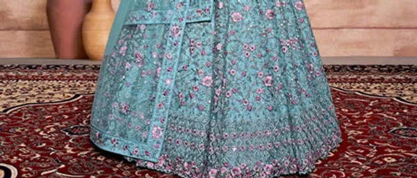 New_Semi_Stitiched_Netted_Lehenga_Choli