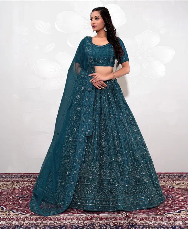 New_Semi_Stitiched_Netted_Lehenga_Choli