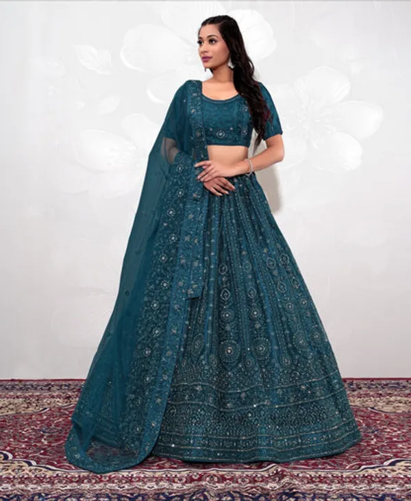 New_Semi_Stitiched_Netted_Lehenga_Choli