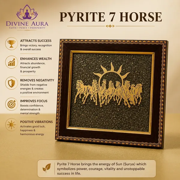 Gold_And_Black_Pyrite_7_horse_Vastu_Frame_For_Office/_Home