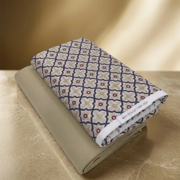 Cotton_Printed_Beige_Shirt_And_Pant_Material_For_Men