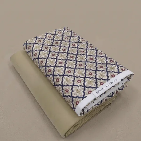 Cotton_Printed_Beige_Shirt_And_Pant_Material_For_Men