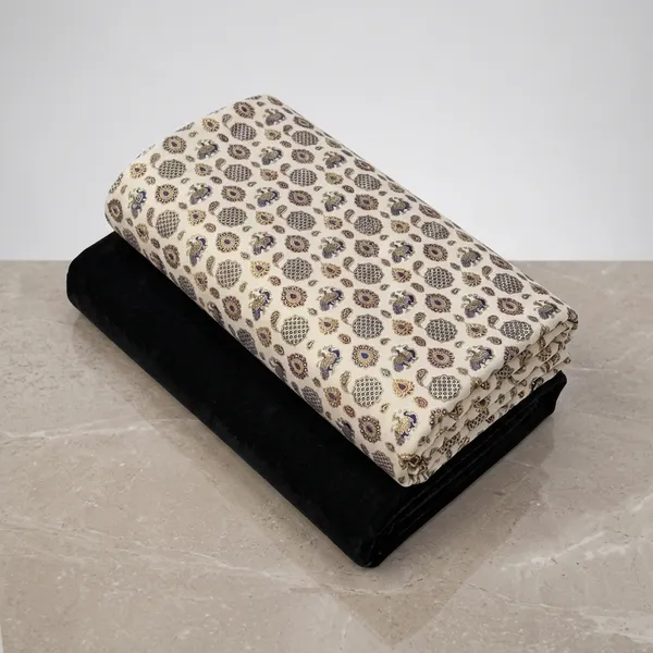 Cotton_Printed_Beige_And_Black_Shirt_And_Pant_Material_For_Men