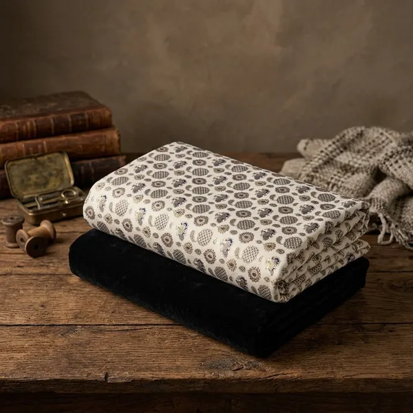 Cotton_Printed_Beige_And_Black_Shirt_And_Pant_Material_For_Men