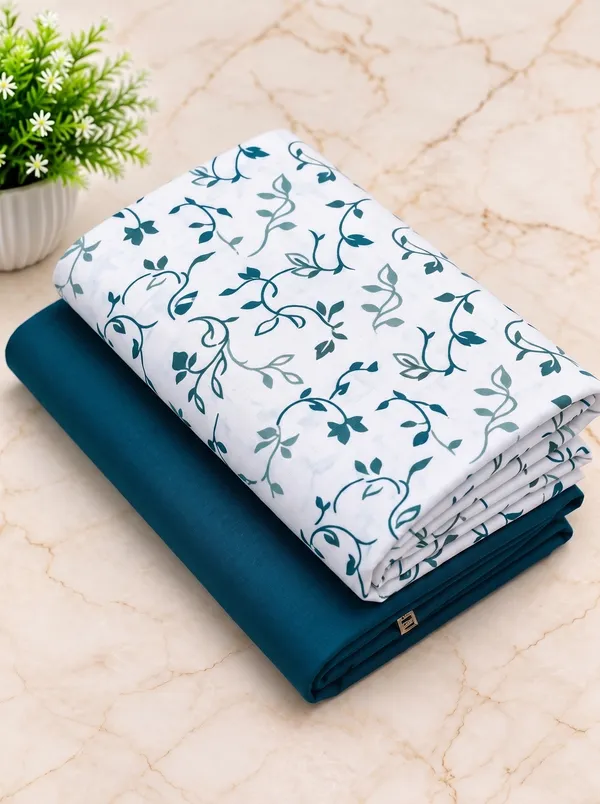 Cotton_Printed_White_And_Teal_Shirt_And_Pant_Material