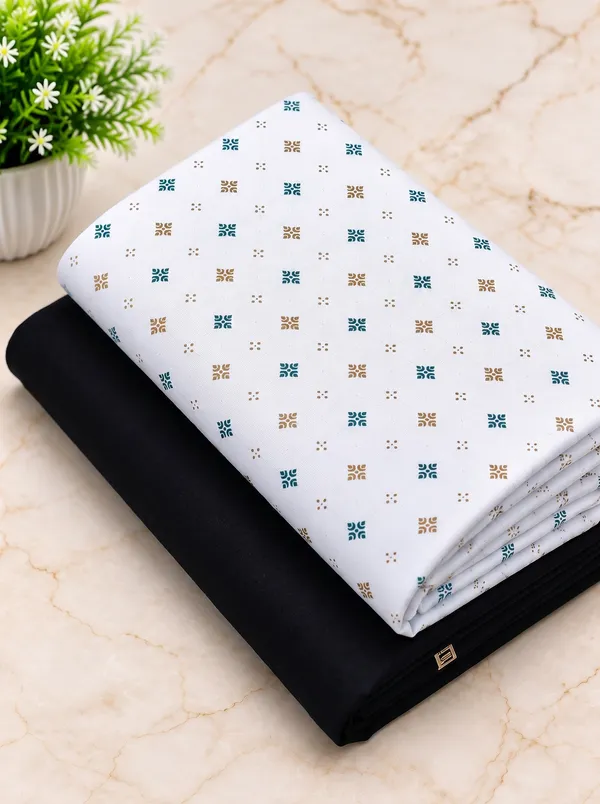 Cotton_Printed_White_And_Black_Shirt_And_Pant_Material_For_Men