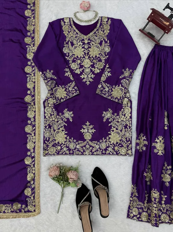 Purple_Chinon_Silk_Embroidered_Ethnic_Sharara_Suit_Set_For_Women