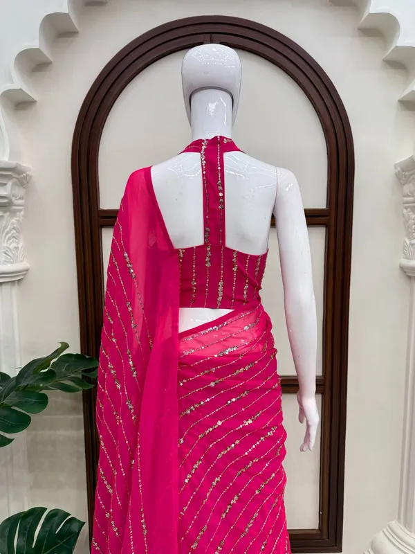 Magenta_Faux_Georgette_Flared_Readymade_Saree_For_Women
