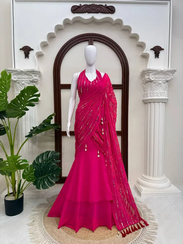 Magenta_Faux_Georgette_Flared_Readymade_Saree_For_Women
