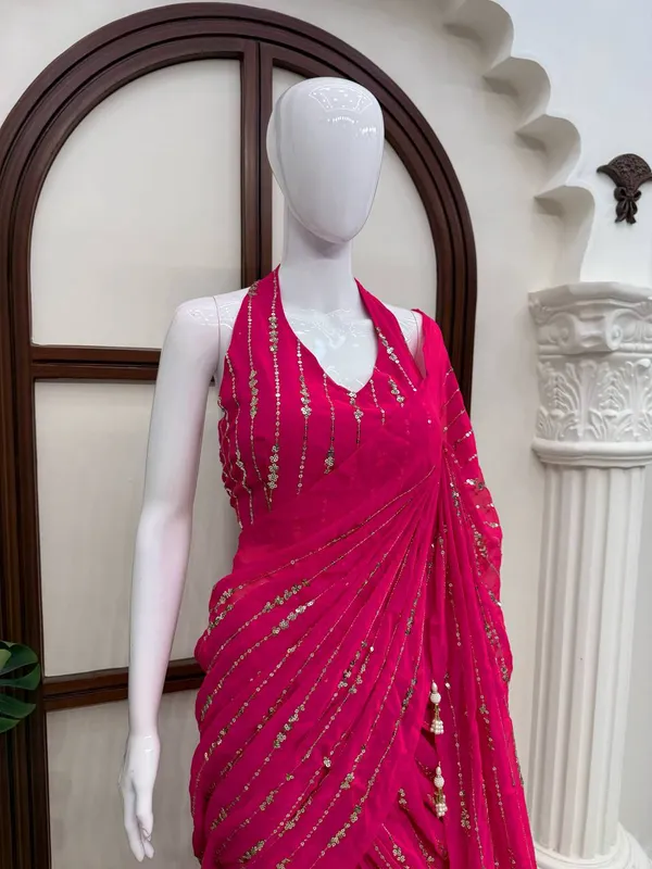 Magenta_Faux_Georgette_Flared_Readymade_Saree_For_Women