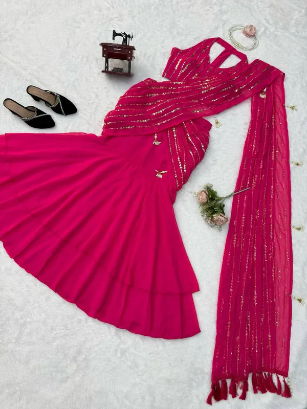 Magenta_Faux_Georgette_Flared_Readymade_Saree_For_Women