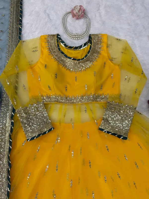 Yellow_Soft_Net_Embellished_Anarkali_Suit_Set_For_Women