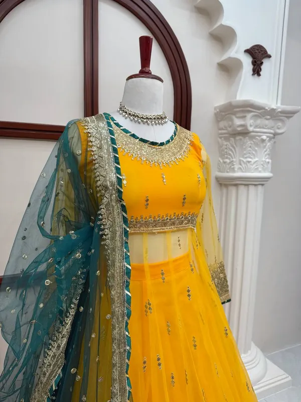 Yellow_Soft_Net_Embellished_Anarkali_Suit_Set_For_Women