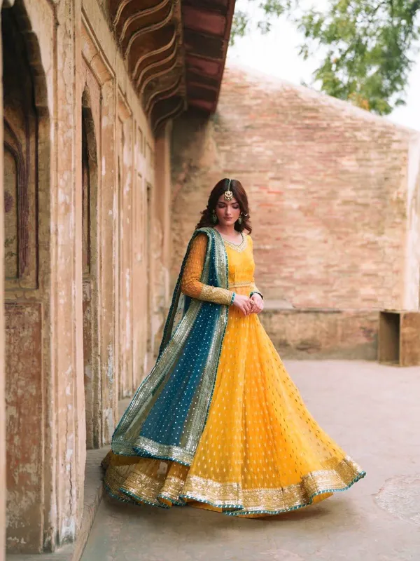 Yellow_Soft_Net_Embellished_Anarkali_Suit_Set_For_Women