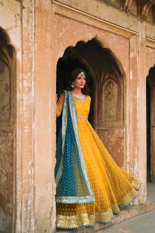 Yellow_Soft_Net_Embellished_Anarkali_Suit_Set_For_Women