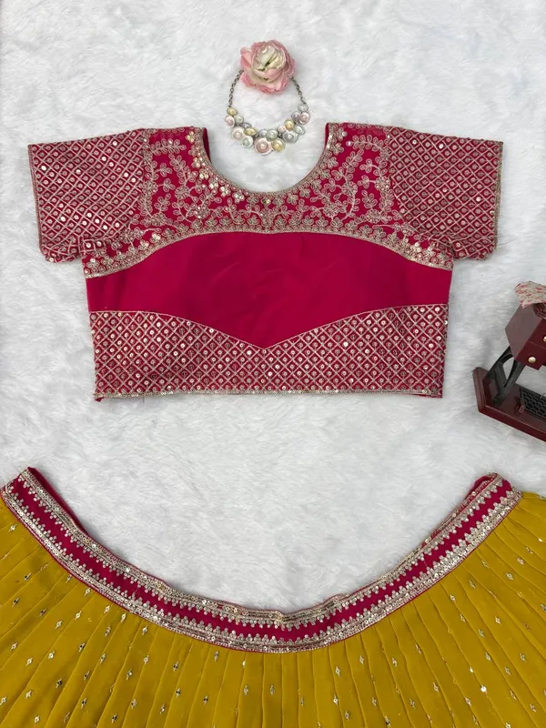 Pink_And_Mustard_Faux_Georgette_Embroidered_Lehenga_Choli_For_Women