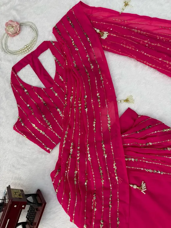 Magenta_Faux_Georgette_Flared_Readymade_Saree_For_Women