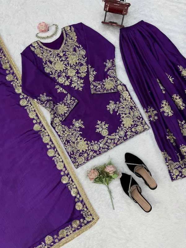Purple_Chinon_Silk_Embroidered_Ethnic_Sharara_Suit_Set_For_Women