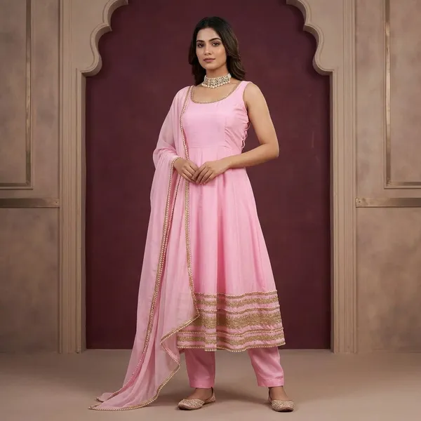 Pink_Natural_Crepe_Embellished_Flared_Anarkali_Set_For_Women