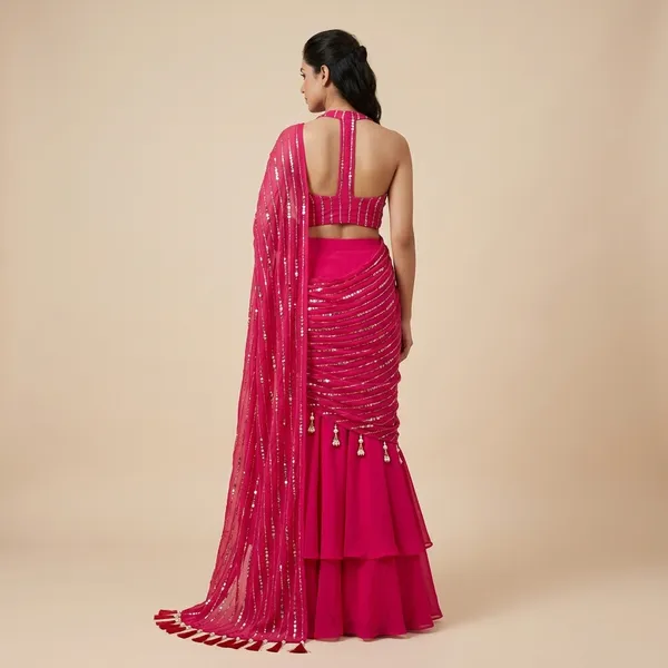 Magenta_Faux_Georgette_Flared_Readymade_Saree_For_Women