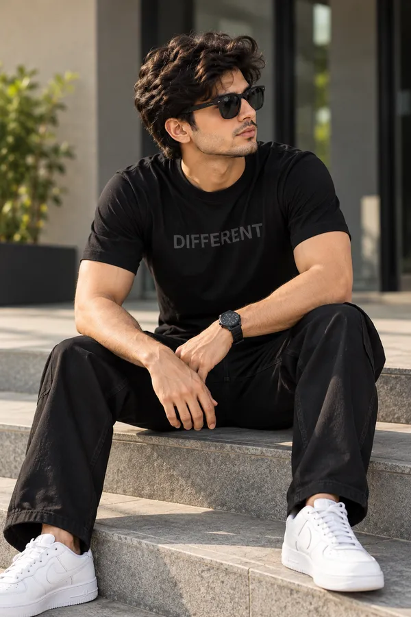 Black_Oversized_Embossed_Graphic_T-Shirt_For_Men