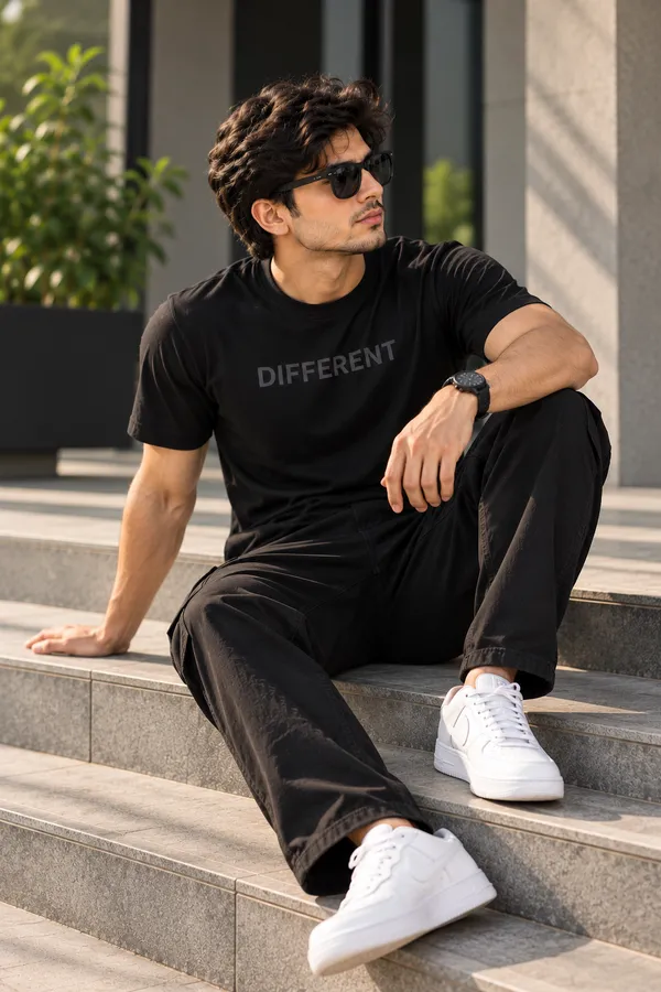 Black_Oversized_Embossed_Graphic_T-Shirt_For_Men