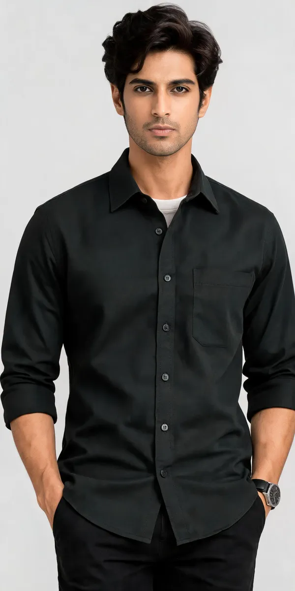 Black_Cotton_Regular_Fit_Solid_Shirt_For_Men