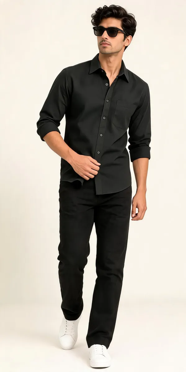 Black_Cotton_Regular_Fit_Solid_Shirt_For_Men