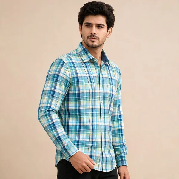 Blue_Cotton_Regular_Fit_Checked_Shirt_For_Men