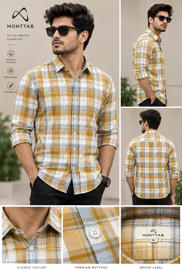 Yellow_Cotton_Relaxed_Fit_Checked_Shirt_For_Men