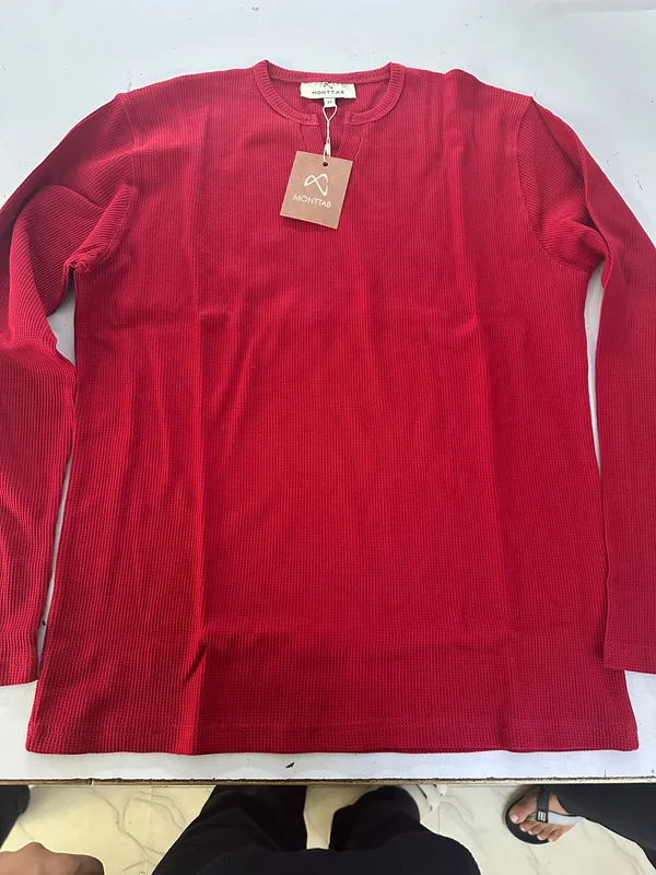 Red_Ribbed_Regular_Fit_Pullover_For_Men